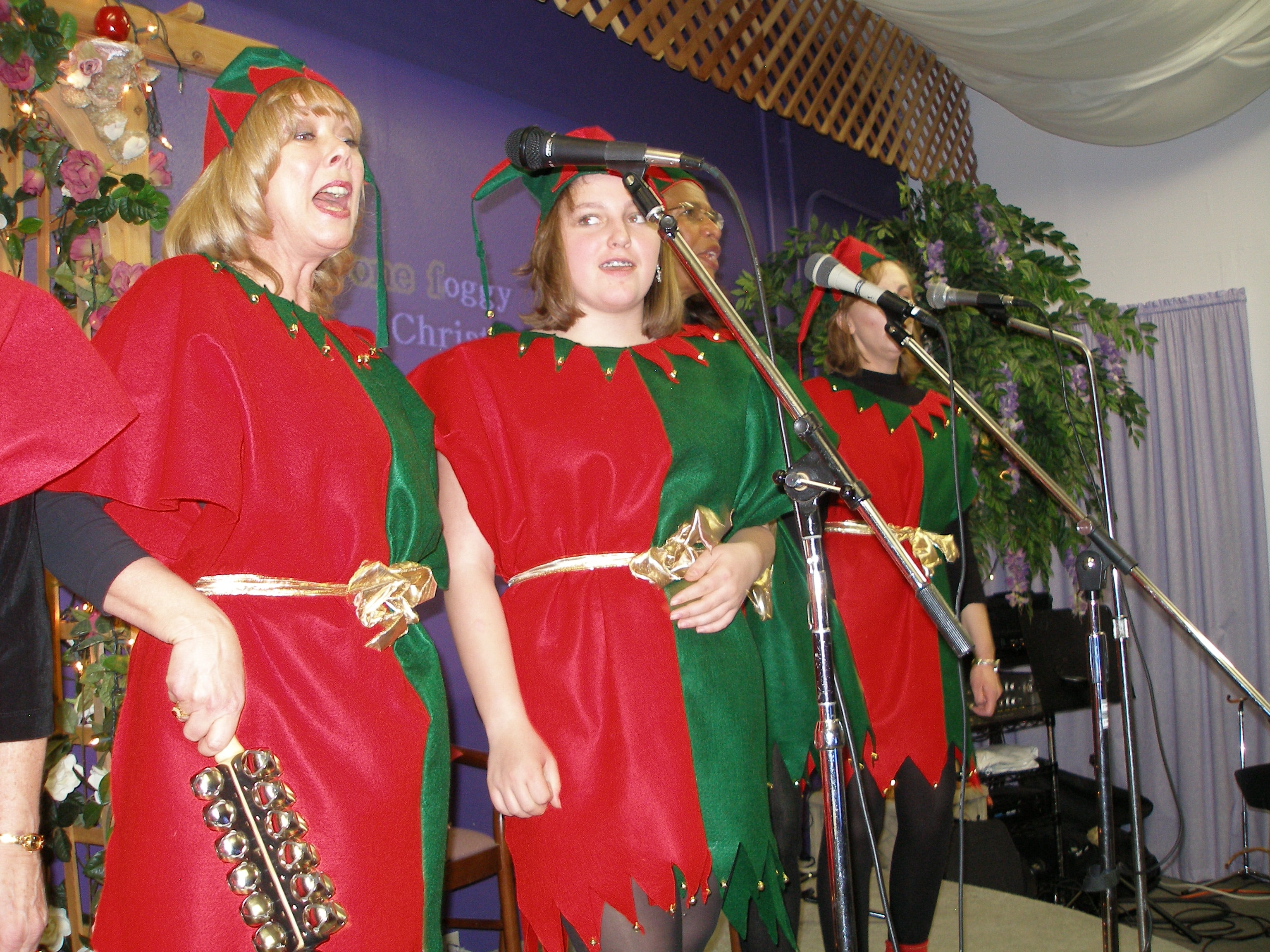 Christmas Eve 2008 elf carolers with instruments