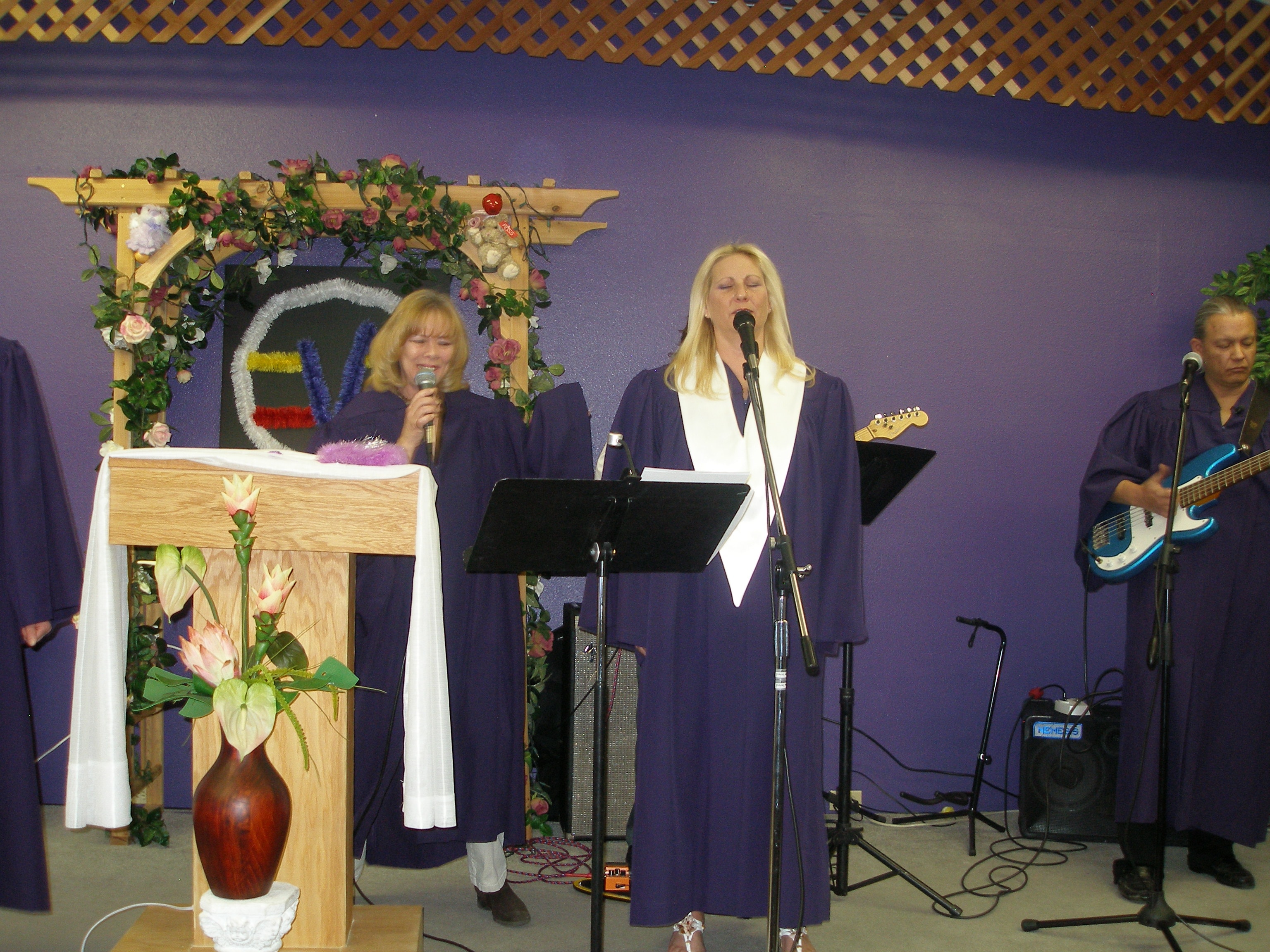 Choir and guitarist performing at Rev. S. Tucker's ordination